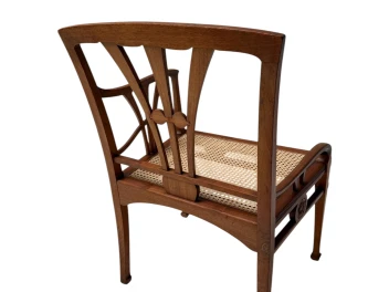 Art Nouveau Armchair with Wicker Seat by H.P. Mutters & Zoon, 1900s